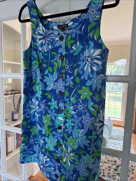 J. Crew Dresses & Skirts - J. Crew Blue Green Floral Button-Front Mini Dress